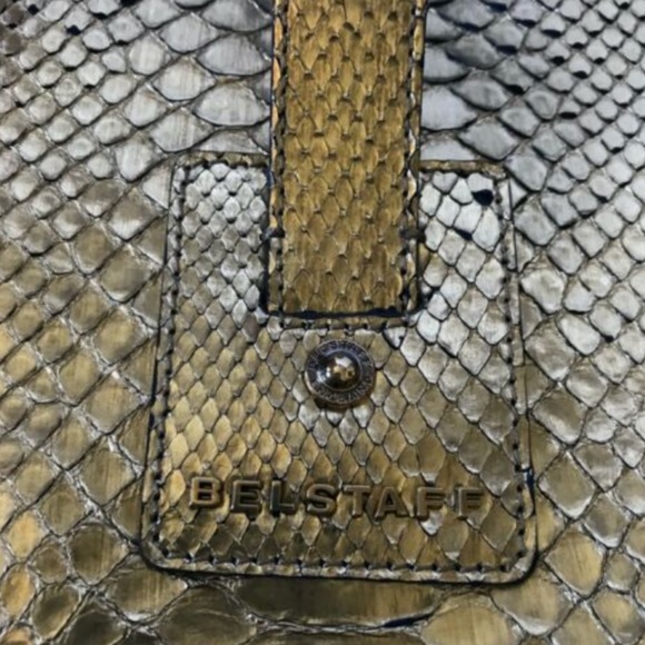 NWT Belstaff Satchel Shoulder Bag Purse Tote Gold - Picture 7 of 12